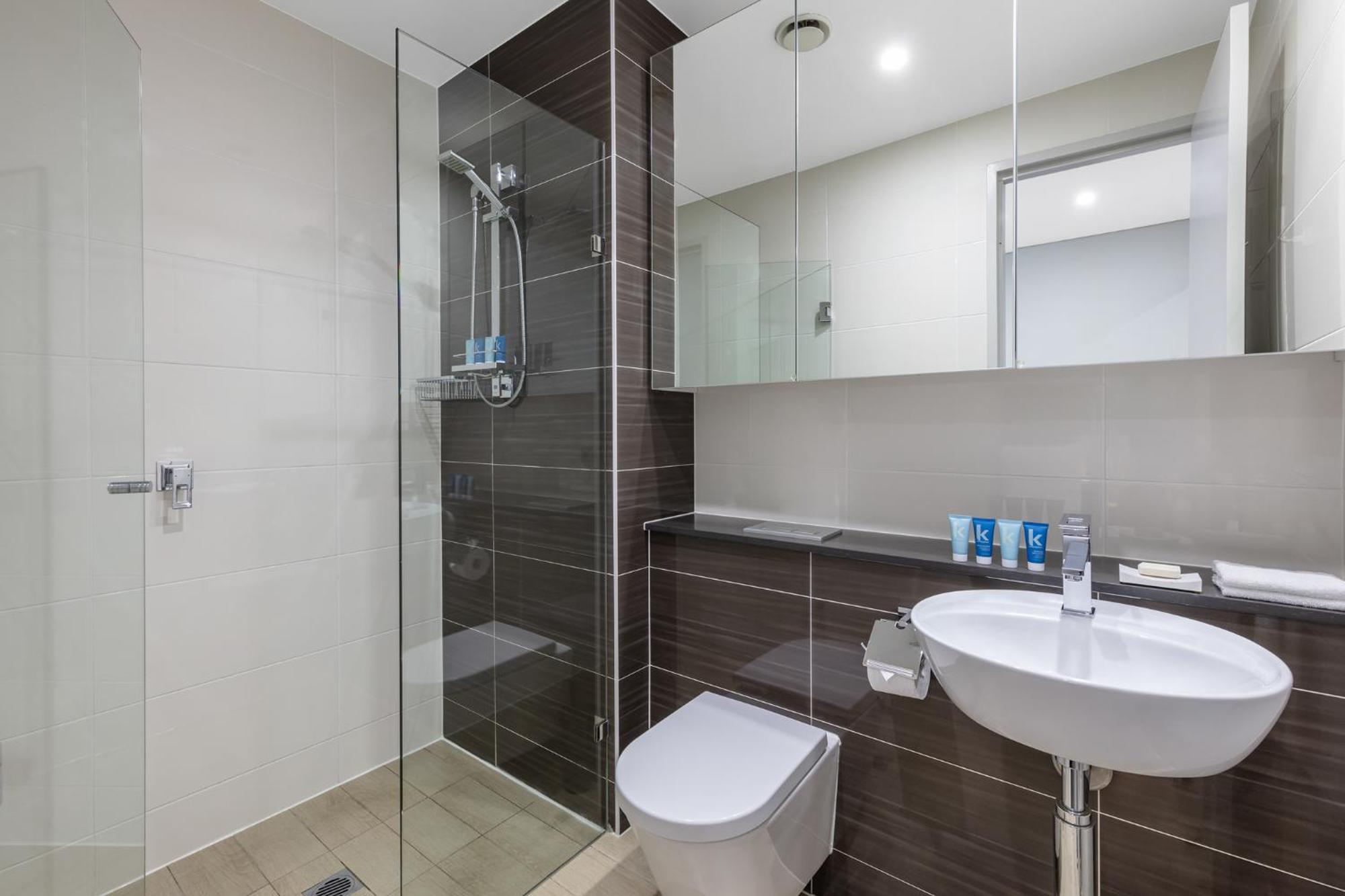 赖德北梅里顿公寓式酒店 悉尼 外观 照片 A modern bathroom